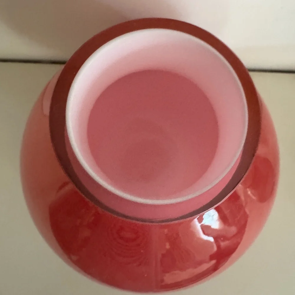 Crate&Barrel Vintage Art White cut to Coral pink made in Poland
